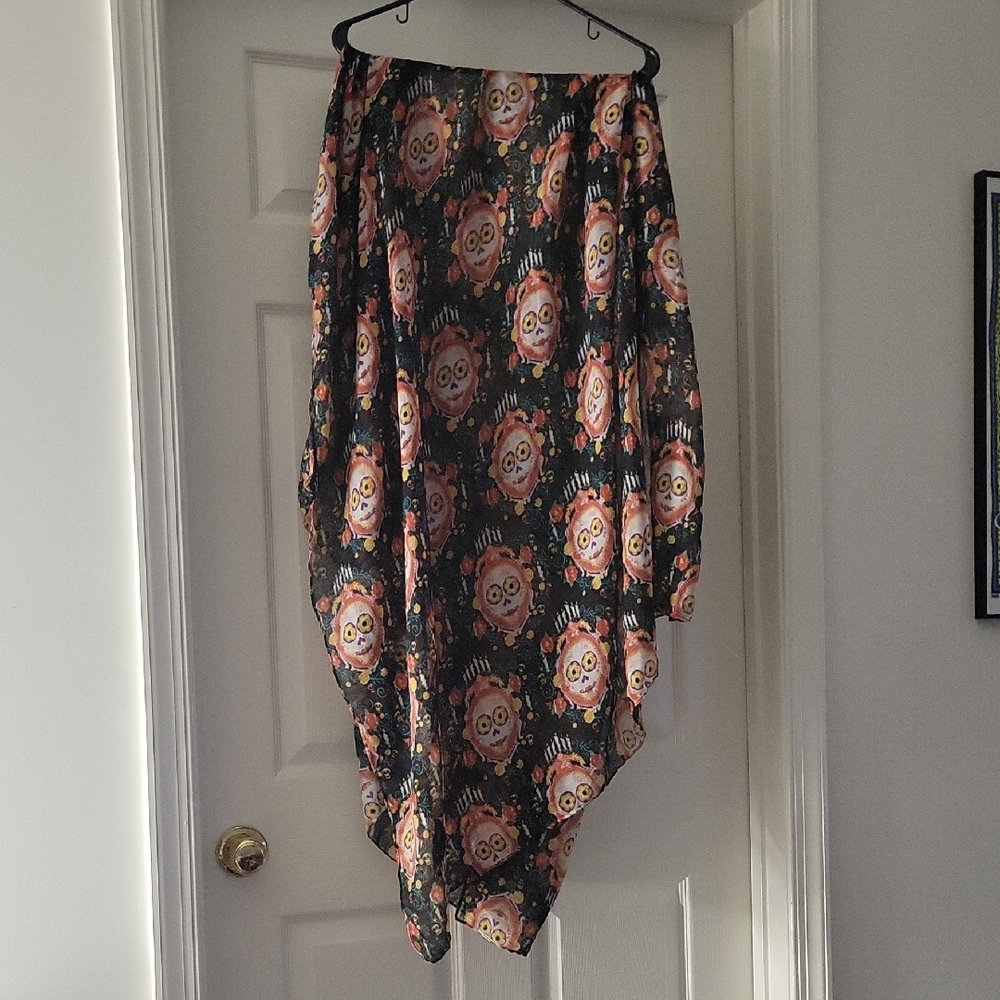 Book Of Life Chic Black and Orange Patterned Scarf